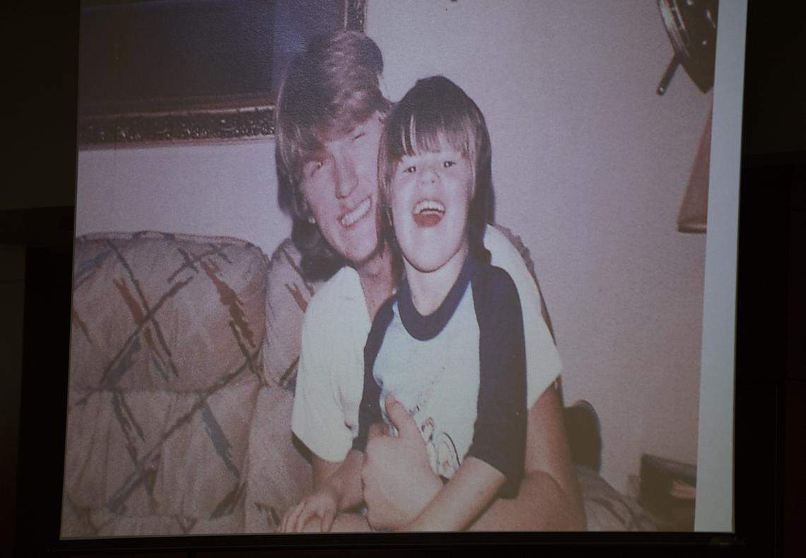 Family photographs entered into evidence during the trial of Tim Jones in Lexington. This photo shows Tim Jones, Sr. with his son, Tim Jones, Jr. 5/24/19