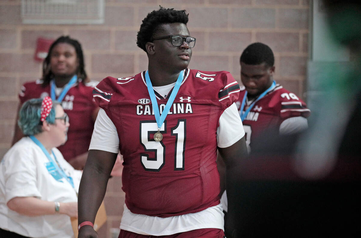 Tree Babalade and the University of South Carolina football team freshmen took part in the annual Pigskin Poets reading event Friday, July 21, 2023 at the Drew Wellness Center in Columbia.
