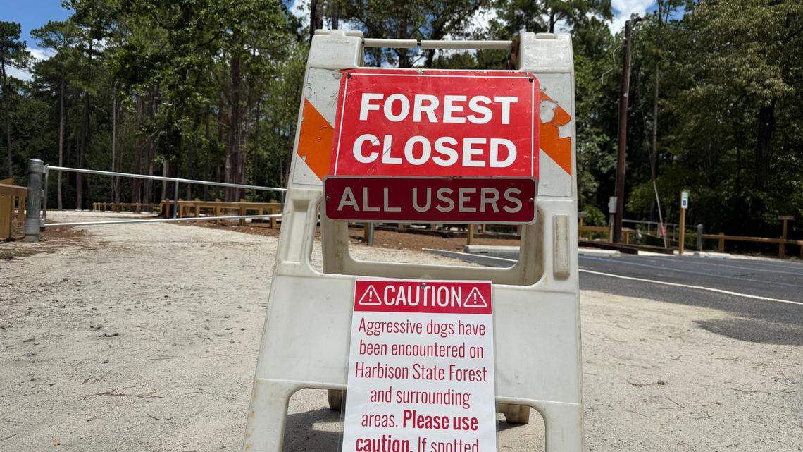 A sign on Harbison State Forest’s main parking lot off Broad River Road outside Columbia warns would-be visitors of the threat posed by dangerous pit bull-type dogs.