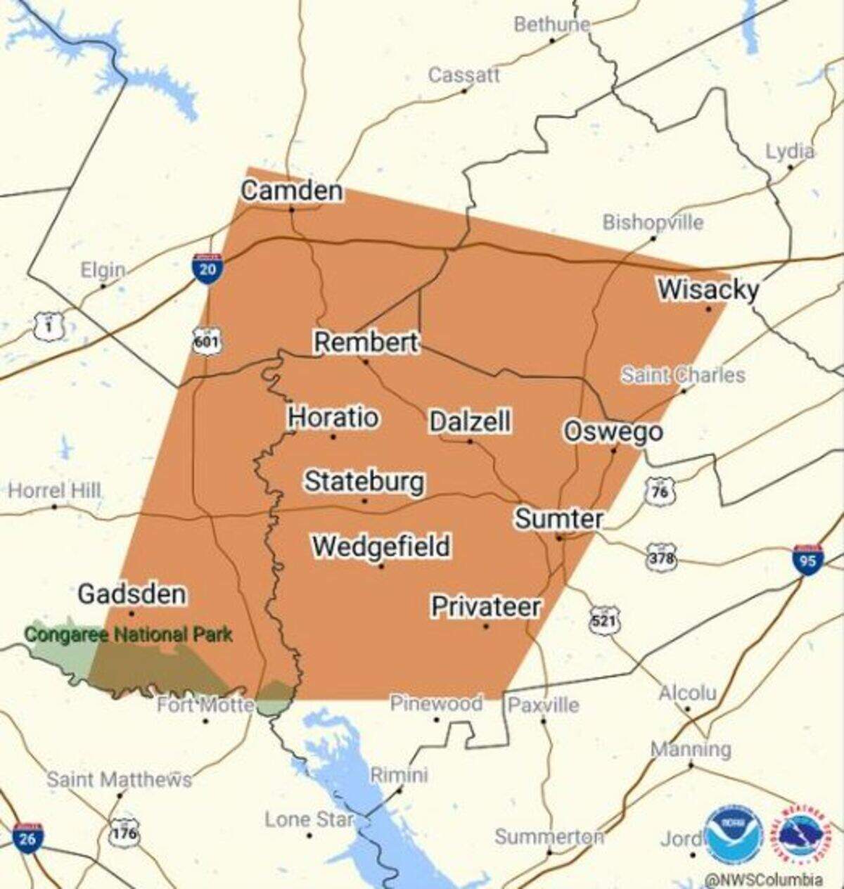 A special weather statement was issued for parts of the Midlands.