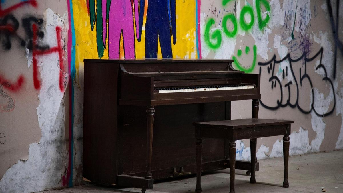 A piano in the tunnel under Assembly Street in Columbia, South Carolina on Thursday, December 31, 2020. A Reddit user posted a picture of the piano, causing a small viral sensation.