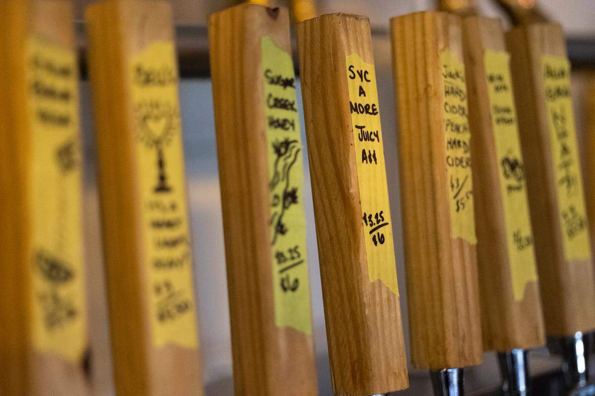 Beer taps at WECO Bottle and Biergarten.