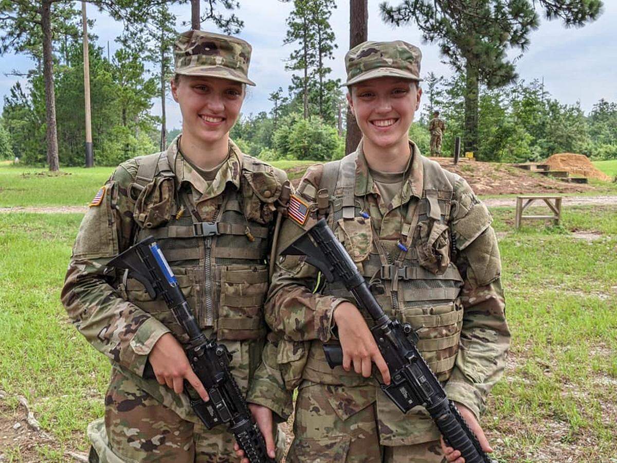 Alyssa and Brianna Cahoon were training at Fort Jackson. (Photo from unit’s Facebook page.)