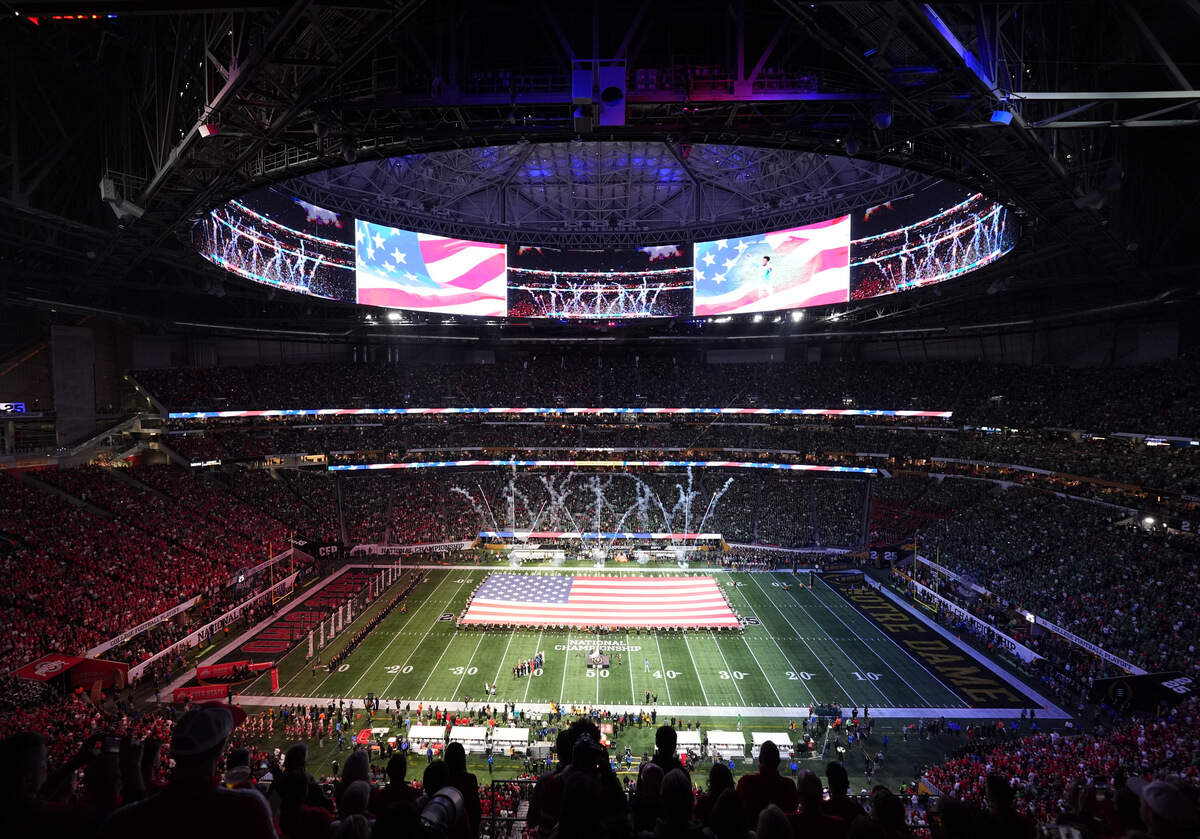 Mercedes-Benz Stadium is home to the Atlanta Falcons and hosted the college football national championship in January.