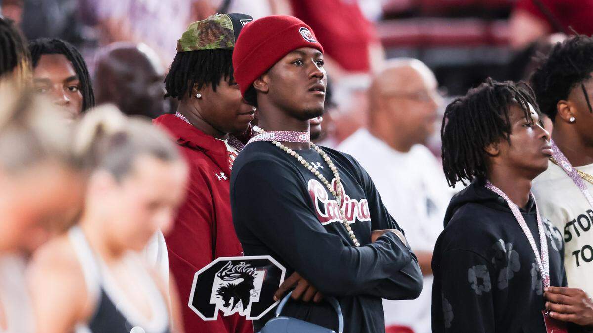Landon Duckworth looks on before the Gamecocks’ game against Vanderbilt at Williams-Brice Stadium in Columbia on Saturday, September 13, 2025.