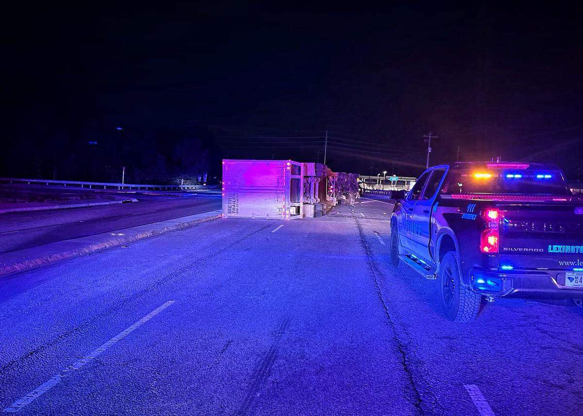 A tractor trailer crashed on a busy road connecting to I-20.