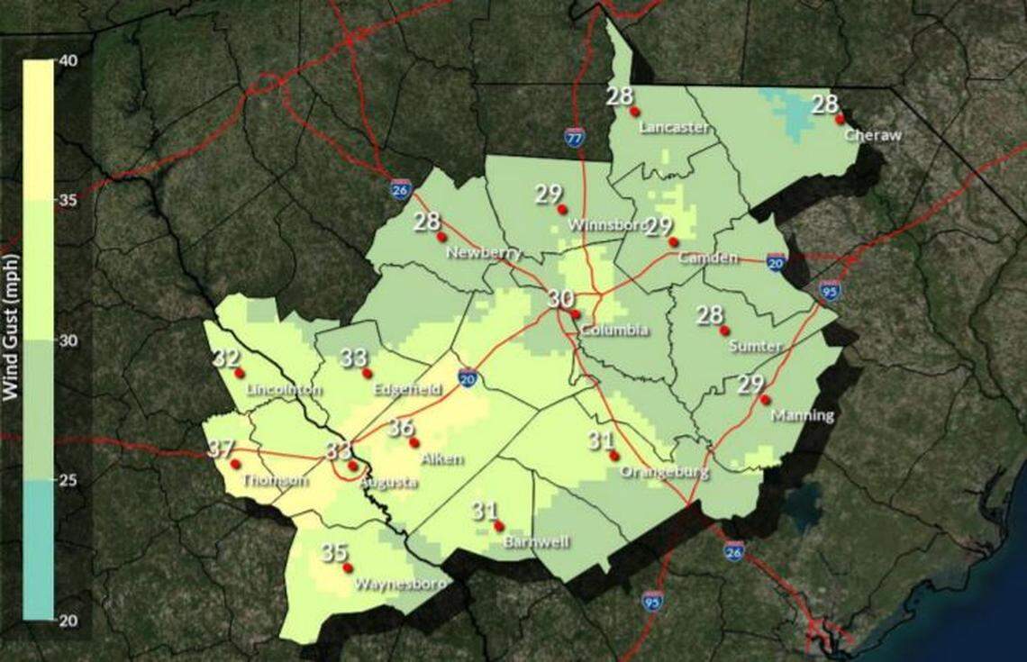Strong winds and ice could cause power outages in South Carolina.