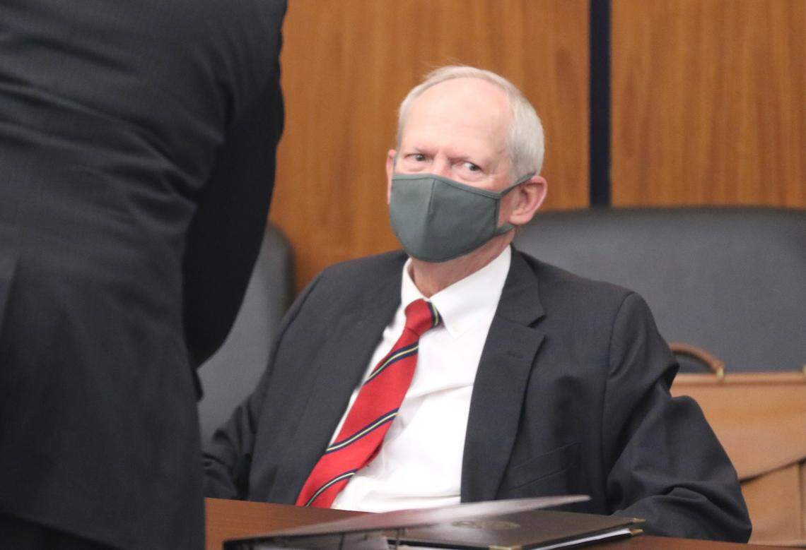 Former South Carolina House Rep. Jim Harrison sits in a Richland County Courtroom on Tuesday, June, 29, 2021.