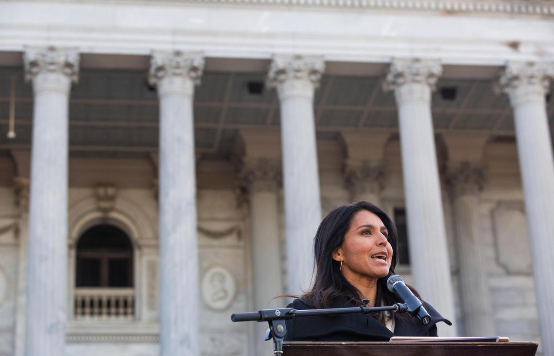Hawaii Representative Tulsi Gabbard speaks at the King Day at the Dome on Monday, January 20, 2020.