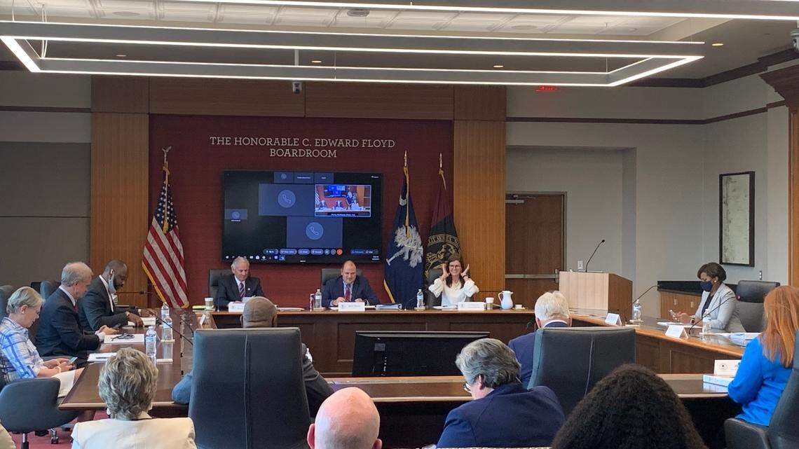AccelerateSC, a committee formed to give recommendations to Gov. Henry McMaster on how to spend COVID-19 relief money, meets on Tuesday, Aug. 24, 2021.
