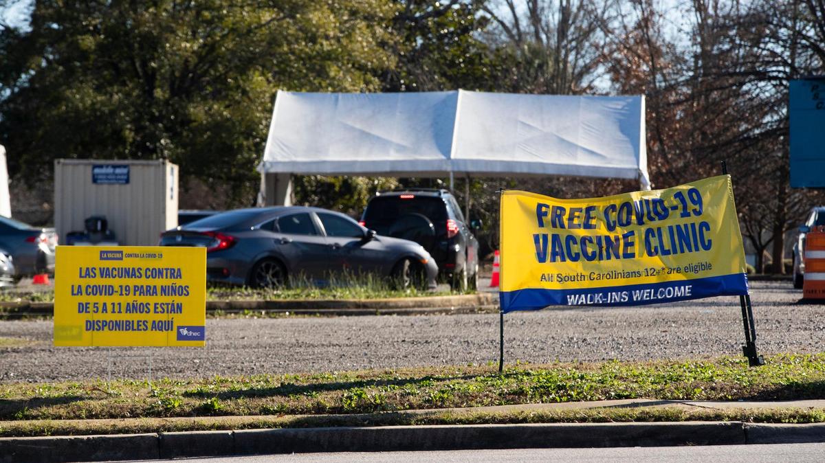 Dozens of people wait in their cars for coronavirus tests and vaccines at the Department of Health and Environmental Control on Tuesday, January 4, 2023.