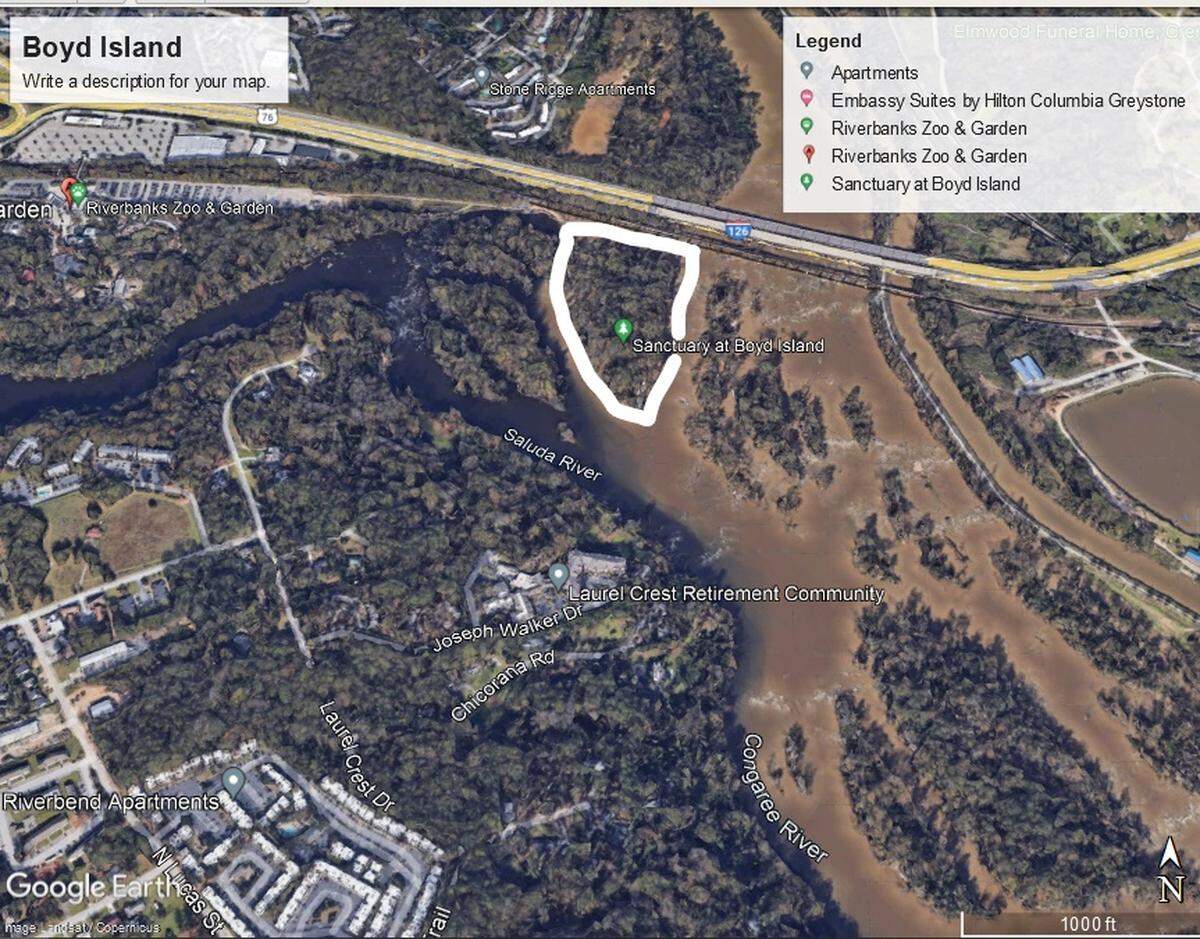 Boyd Island is a nature park at the confluence of the Broad River and the Saluda River outside Columbia, SC.