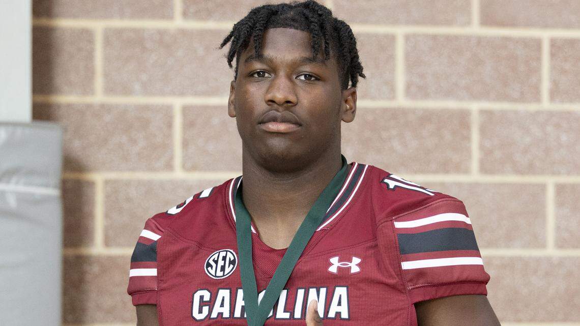 South Carolina football freshman Fred “JayR” Johnson (15) 