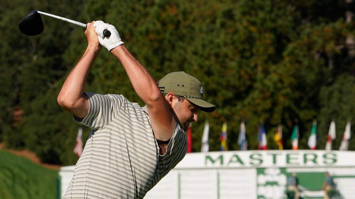 Scottie Scheffler tees off on the first hole during the third round of the Masters golf tournament in November 2020.