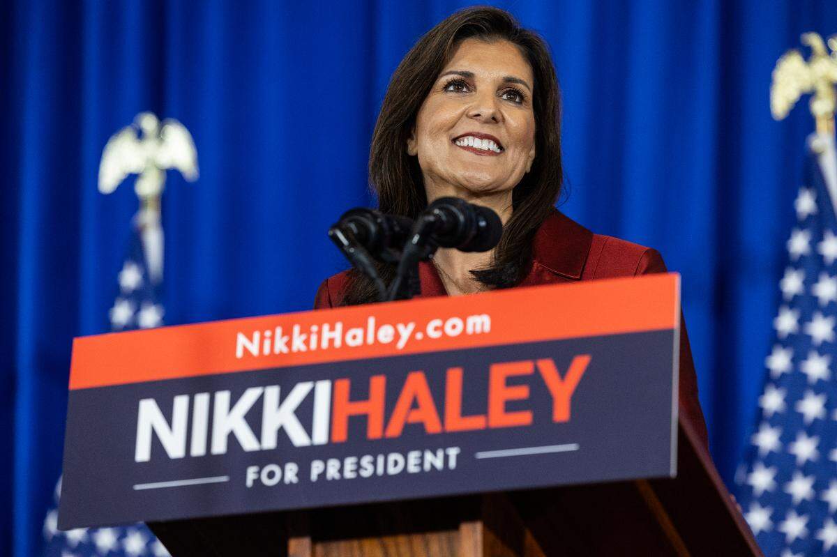 Former S.C. Gov. Nikki Haley tells supporters that the she is going on to Michigan and Super Tuesdauy during a speech at a Charleston, S.C. hotel on Saturday, Feb. 24, 2024.