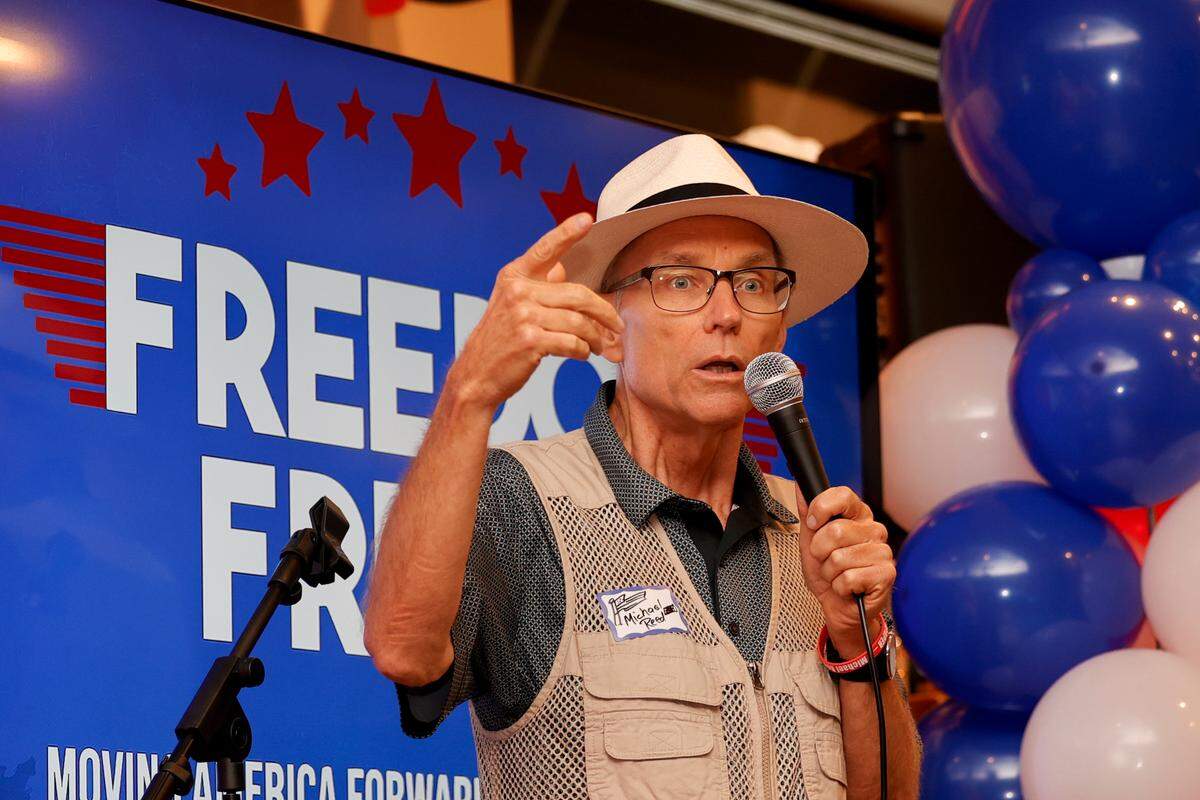 Michael Reed, Publisher of The Standard newspaper, speaks during Freedom Friday at Momma Rabbit’s Nibbles and Sips on Friday, May 3, 2024.