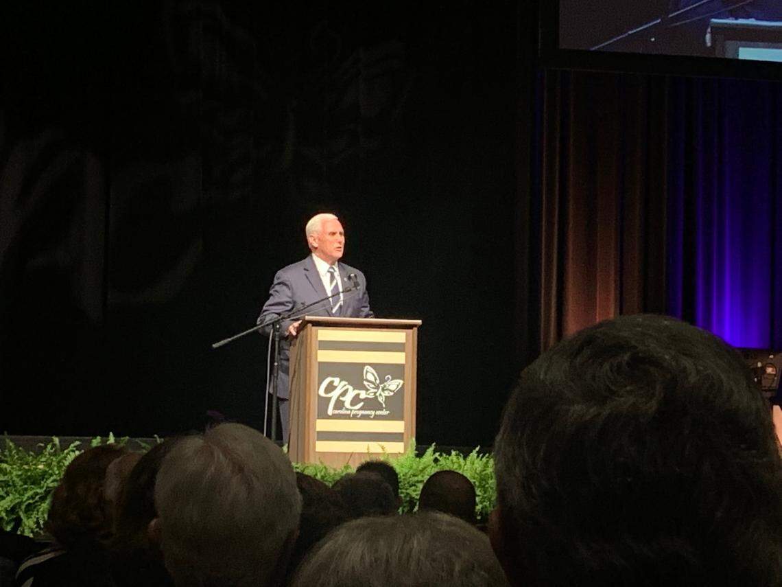 Former Vice President Mike Pence speaks at the Carolina Pregnancy Center’s 2022 Spring Gala in Spartanburg, South Carolina on May 5, 2022.