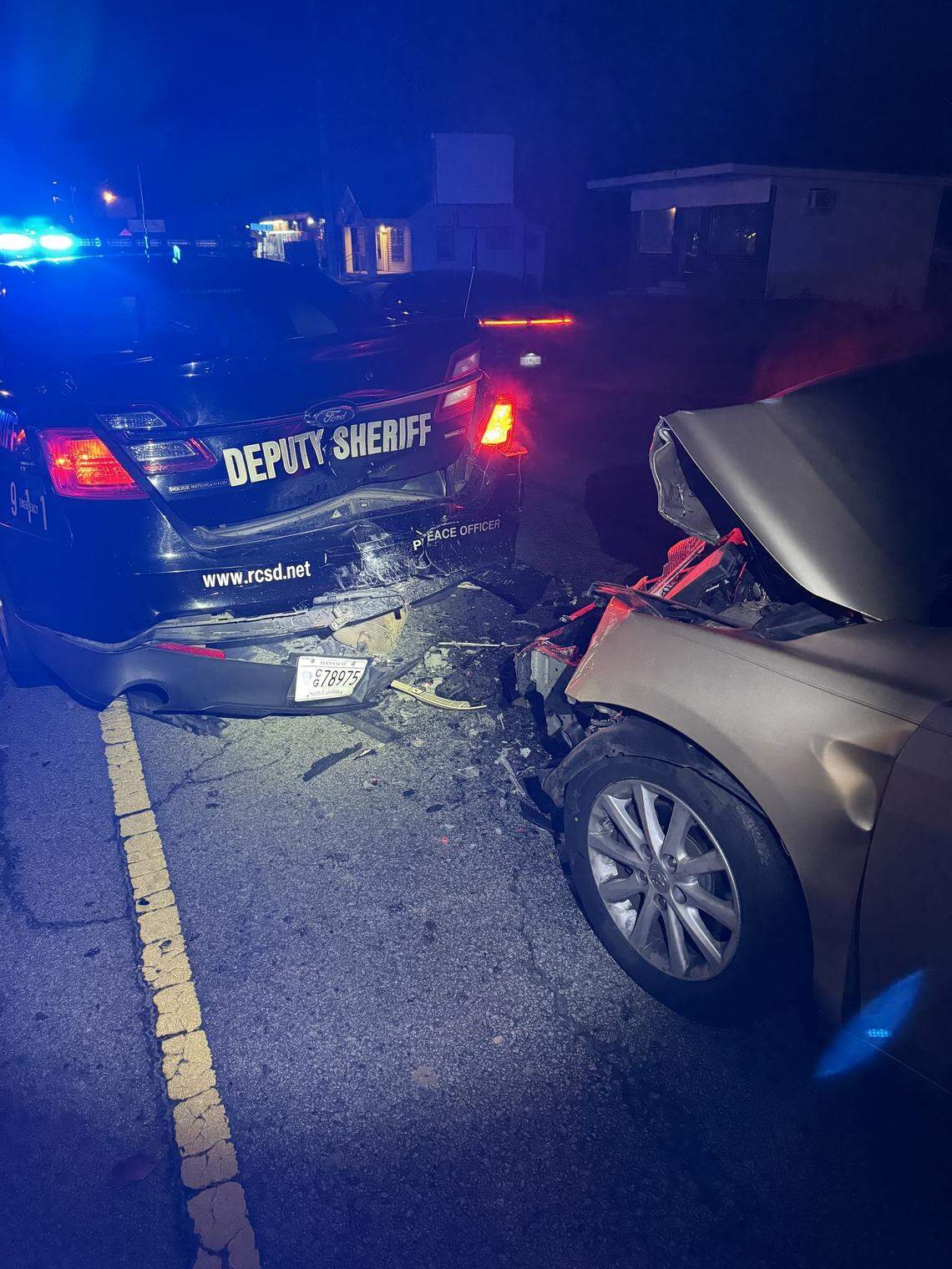 A Richland County Sheriff’s Department patrol vehicle was hit.