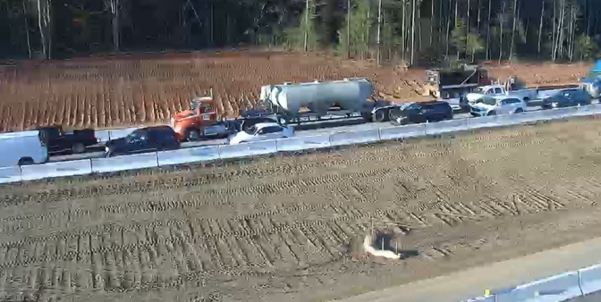 Vehicles were backed up on an interstate in Lexington County following a crash.
