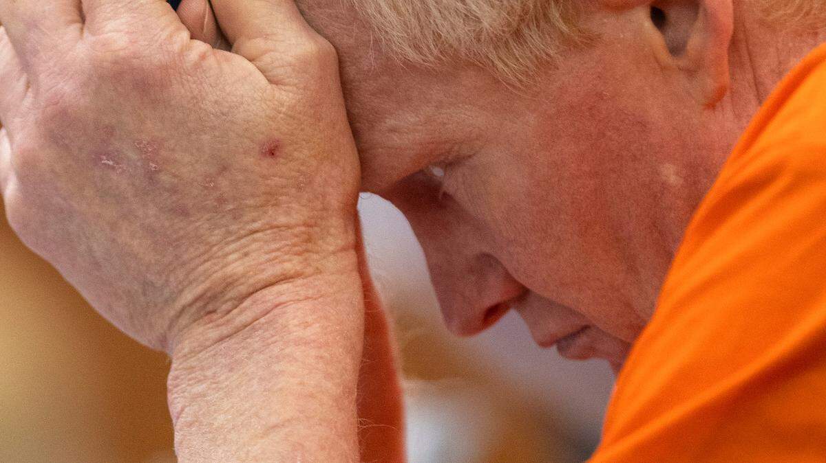 Alex Murdaugh listens while Becky Hill takes the stand during the Alex Murdaugh jury-tampering hearing at the Richland County Judicial Center on Monday, January 29, 2024 in Columbia, South Carolina. Andrew J. Whitaker/The Post and Courier/Pool