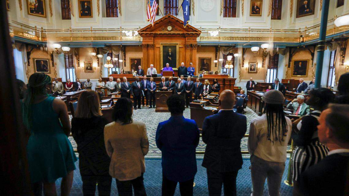 Members of the University of South Carolina Womens basketball team, under the direction of head coach Dawn Staley, where honored by S.C. Governor Henry McMaster and the legislative delegation at the State House on Wednesday, April 6, 2022. The Gamecocks won the 2022 NCAA national championship.