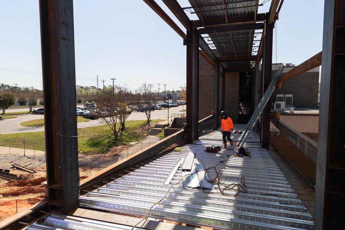 Irmo High School is under construction on Thursday, March 27, 2025. The new east wing of the complex will add new class rooms, a media center, dining area and offices for faculty and staff.