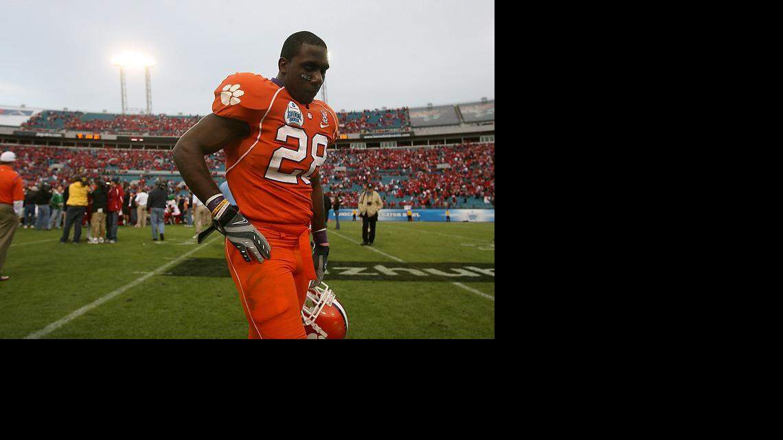 Clemson running back C.J. Spiller walks off the field following the 2009 Gator Bowl at Alltel Stadium in Jacksonville, Fla.  Nebraska won 26-21.