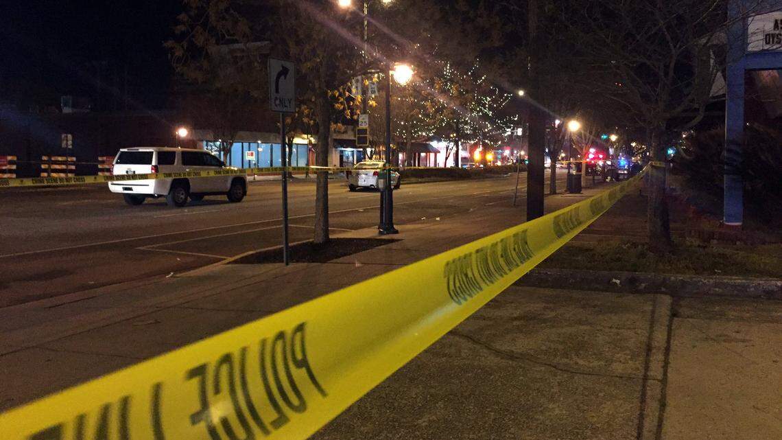 The scene in Five Points in Columbia about two hours after Sunday morning's shooting.