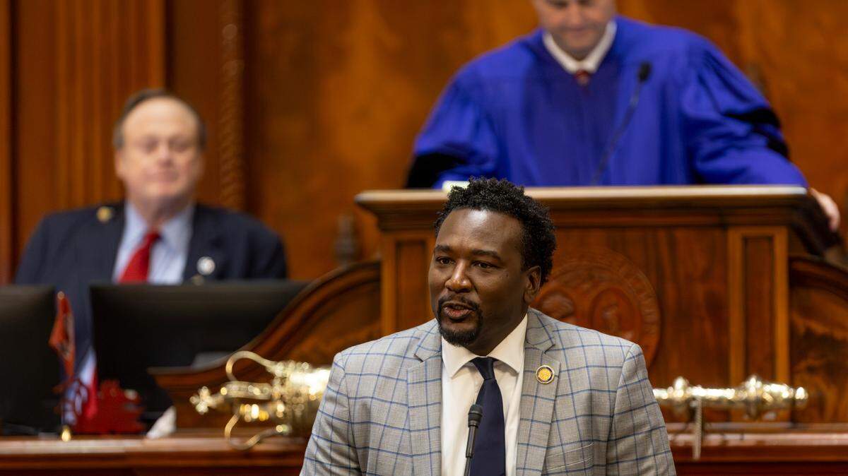 State Rep. Jermaine Johnson, D-Richland, speaks during a meeting of the South Carolina House of Representatives on Tuesday, Dec. 3, 2024.