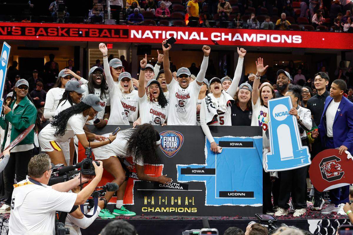 USC during the National Championship game at the Rocket Mortgage FieldHouse in Cleveland, Ohio on Sunday April 7, 2024.