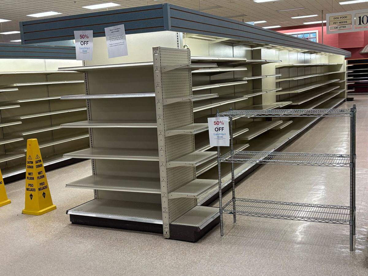 Aisles in the Piggly Wiggly on Devine Street were blocked off on March 27, 2025, as most of the store’s stock had been sold off at a discount.