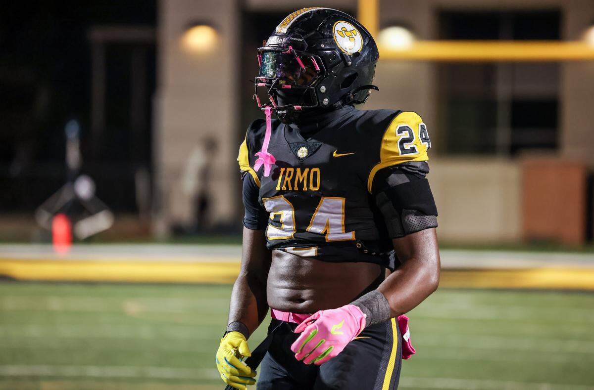 Jaiden Bryant (24) of Irmo is seen during Irmo’s game against visiting Dutch Fork in Columbia on Friday, October 31, 2025.