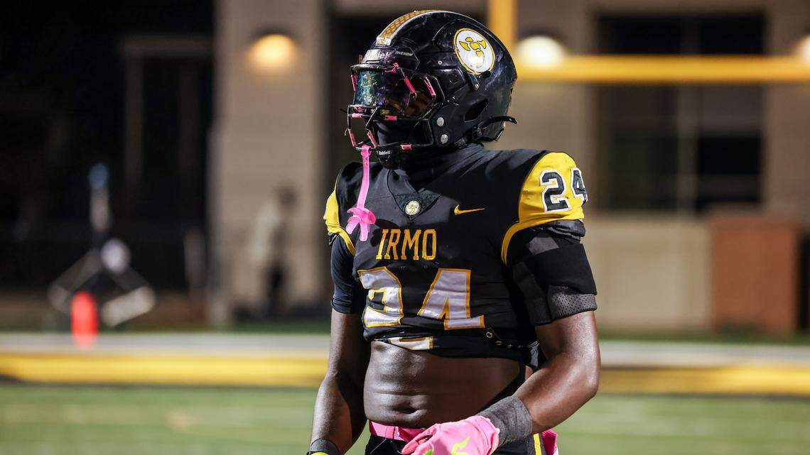 Jaiden Bryant (24) of Irmo is seen during Irmo’s game against visiting Dutch Fork in Columbia on Friday, October 31, 2025.