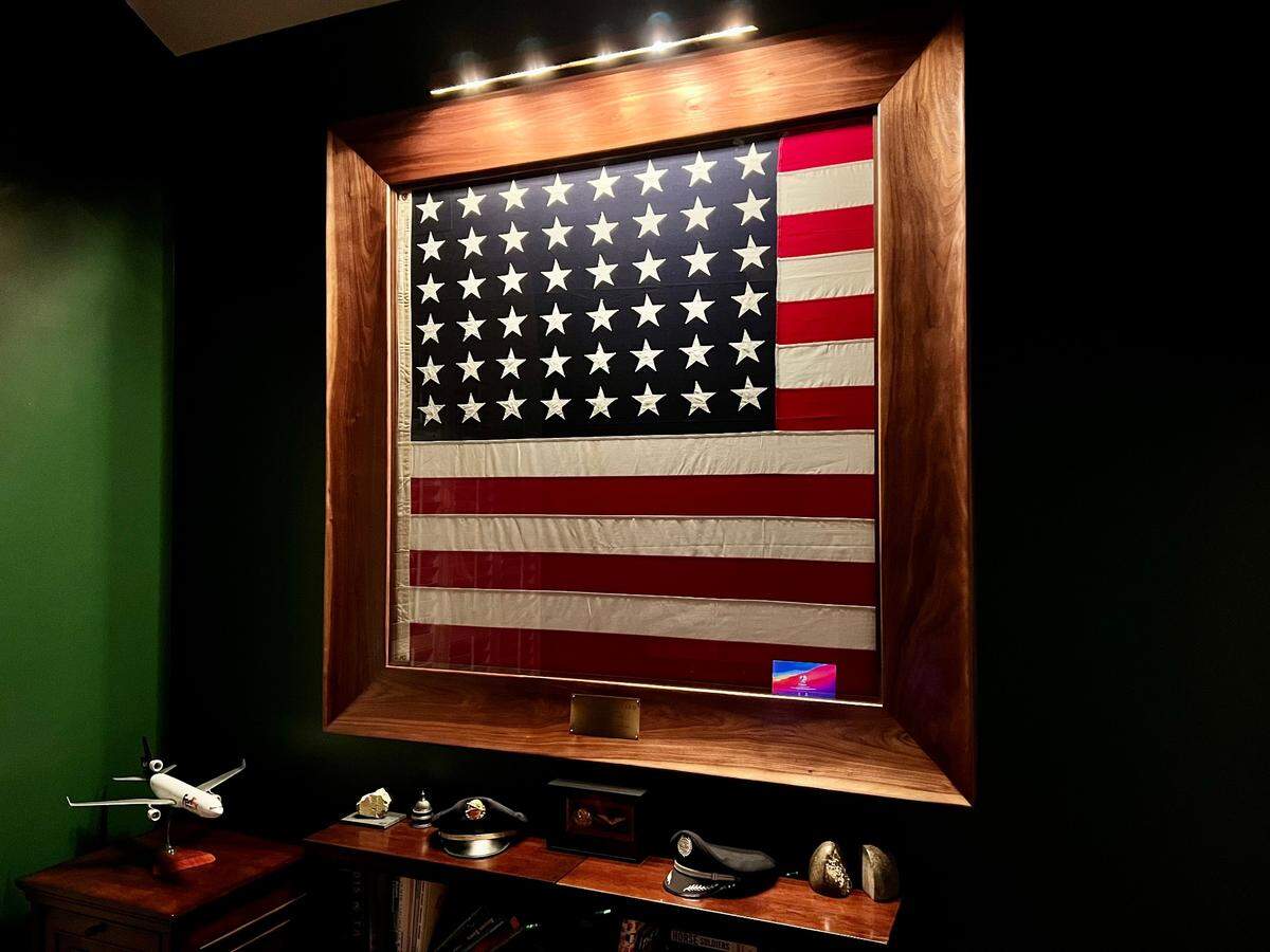 Tim Martin hand carved this frame. He began his business making baseball bats.