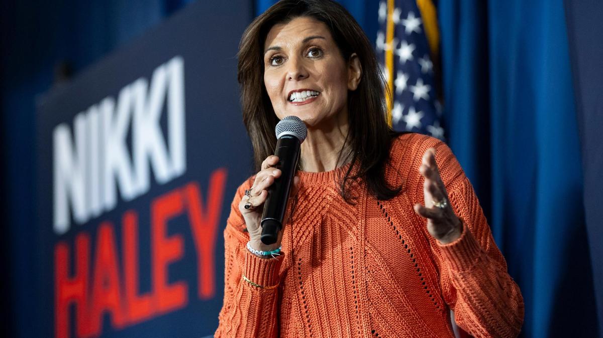 Former United Nations Ambassador Nikki Haley speaks during her rally at The Artisan hotel on Monday, Jan. 22, 2024, in Salem, New Hampshire.