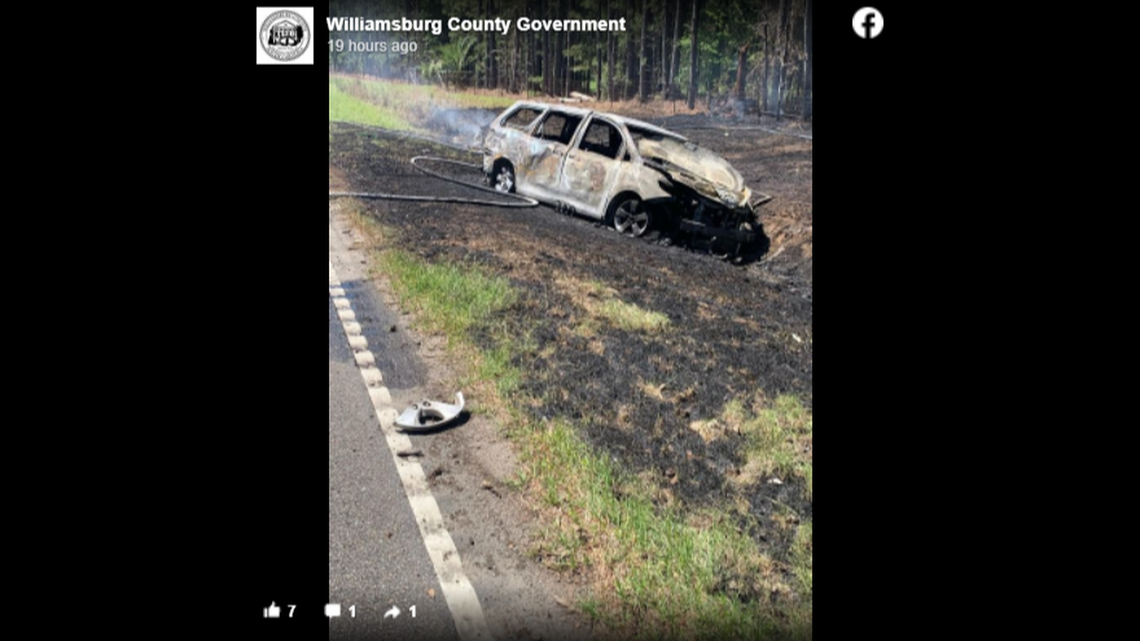 A family was rescued after logs hit their van in South Carolina, officials said.