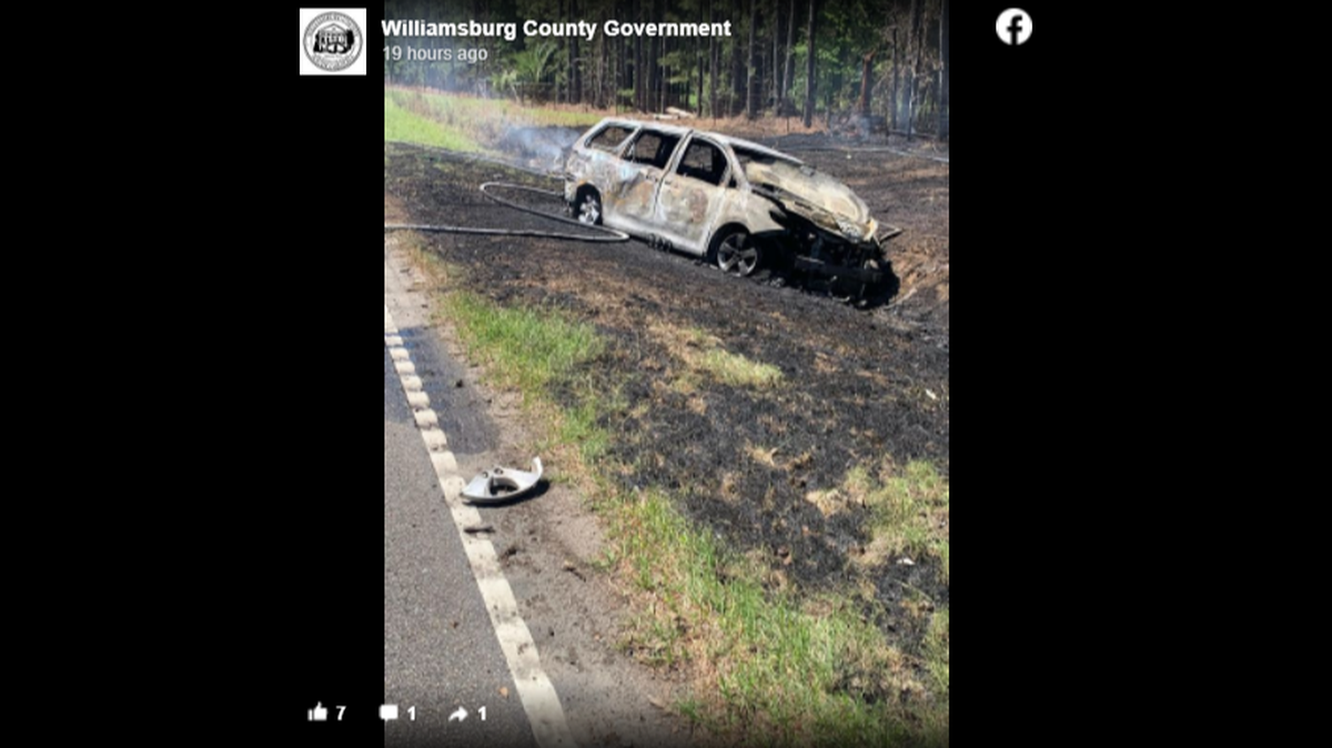 A family was rescued after logs hit their van in South Carolina, officials said.