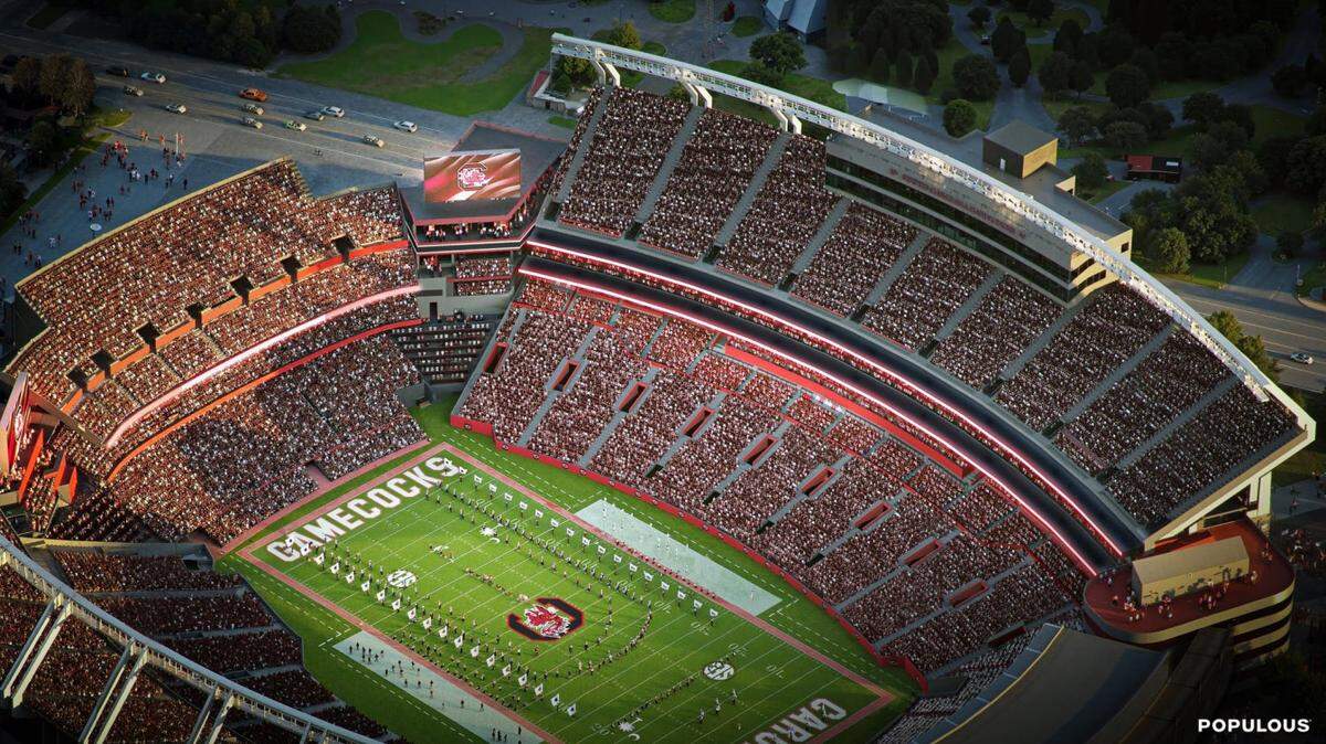 Future Williams-Brice Stadium upgrades include videoboards in the south end zone corners.