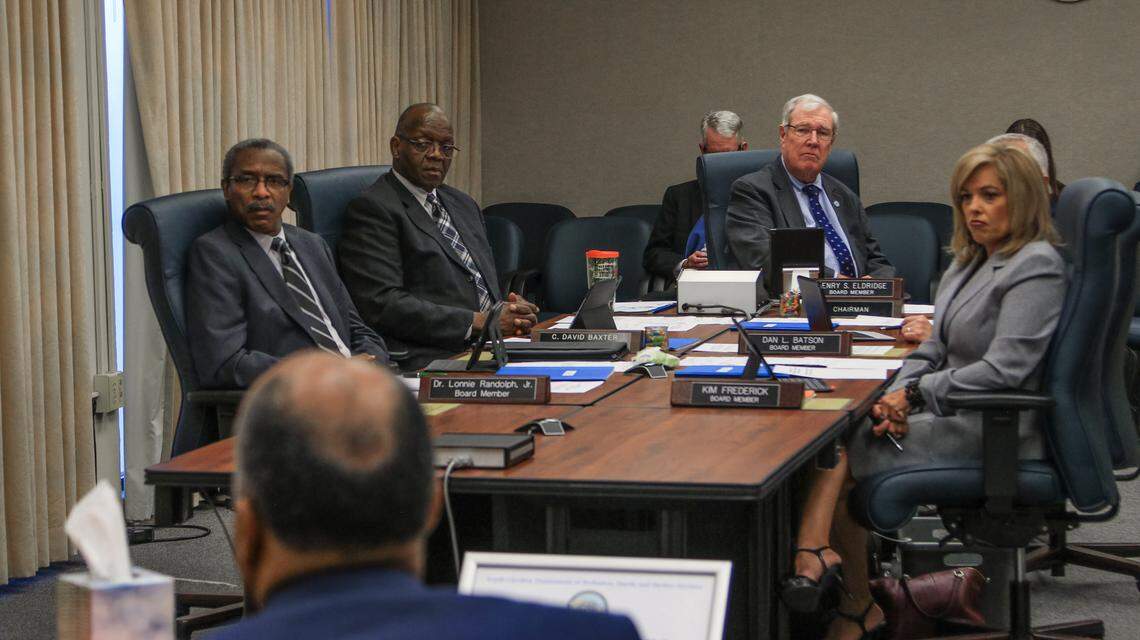 The South Carolina Board of Paroles and Pardons listens to persons requesting a pardon during a recent hearing. 9/5/18