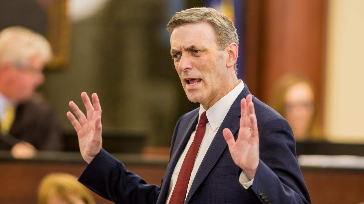 11th Circuit Solicitor RIck Hubbard gives the state’s closing argument during the murder trial of Timothy Jones at the Lexington County Courthouse.