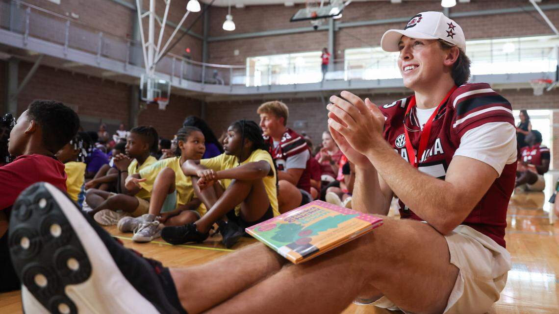 South Carolina Gamecock quarterback Cutter Woods participates in the Pigskin Poets event at the Drew Wellness Center on Friday, July 18, 2025.