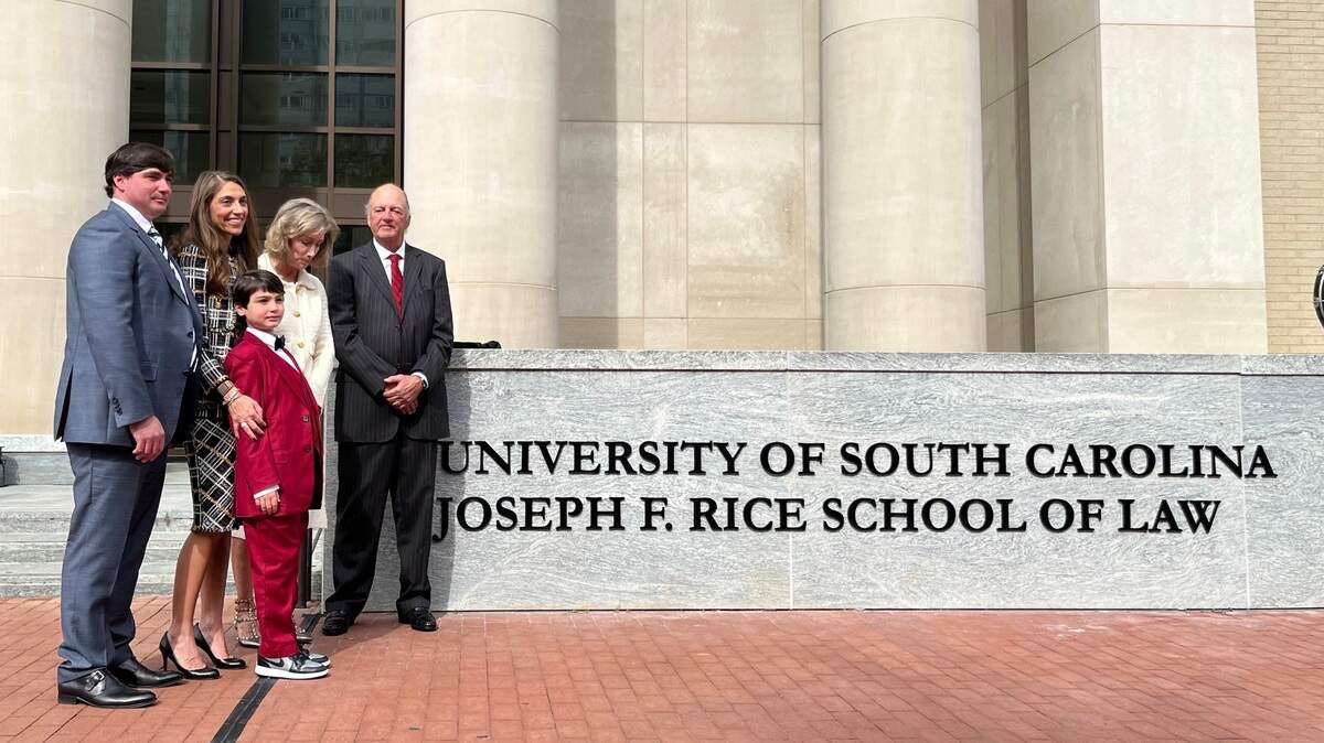Joe Rice and family at the newly renamed University of South Carolina Joseph F. Rice School of Law.