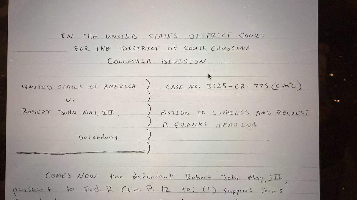 RJ May suppression memo, page 1
