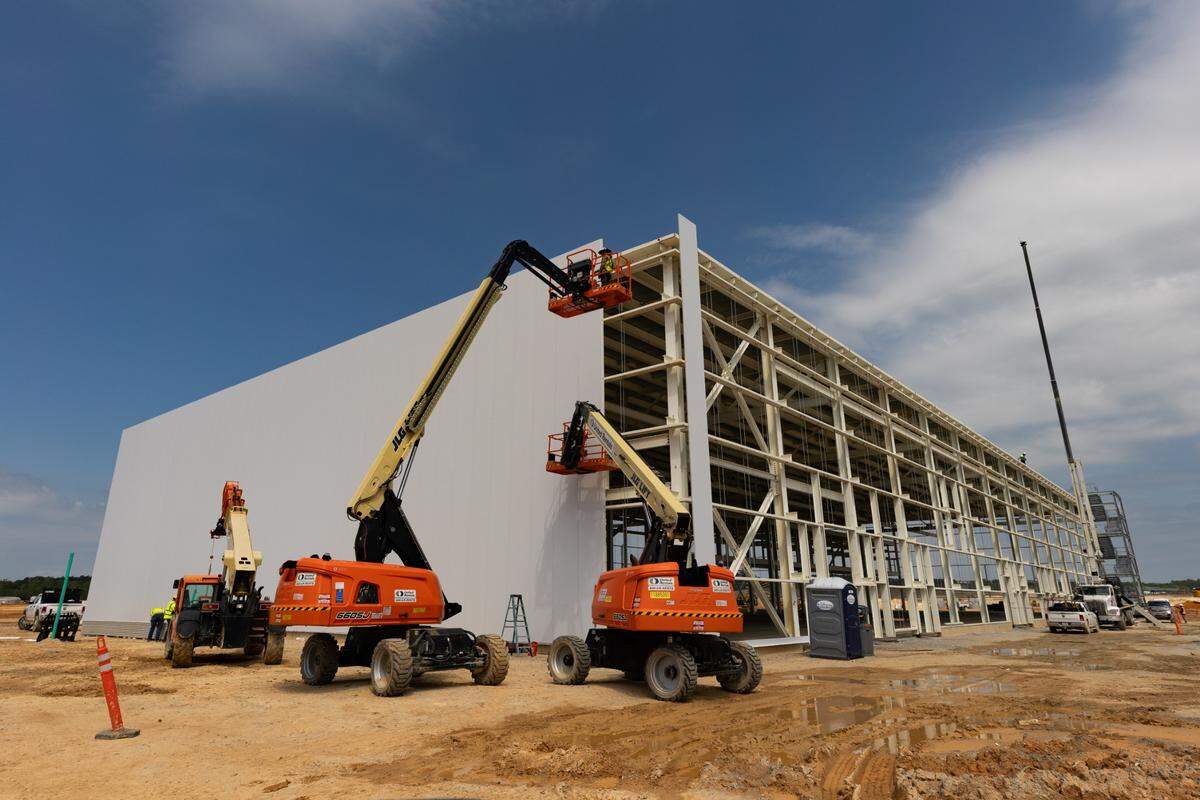 The Scout Motors manufacturing plant in Blythewood, South Carolina is under construction on Thursday, April 10, 2025.