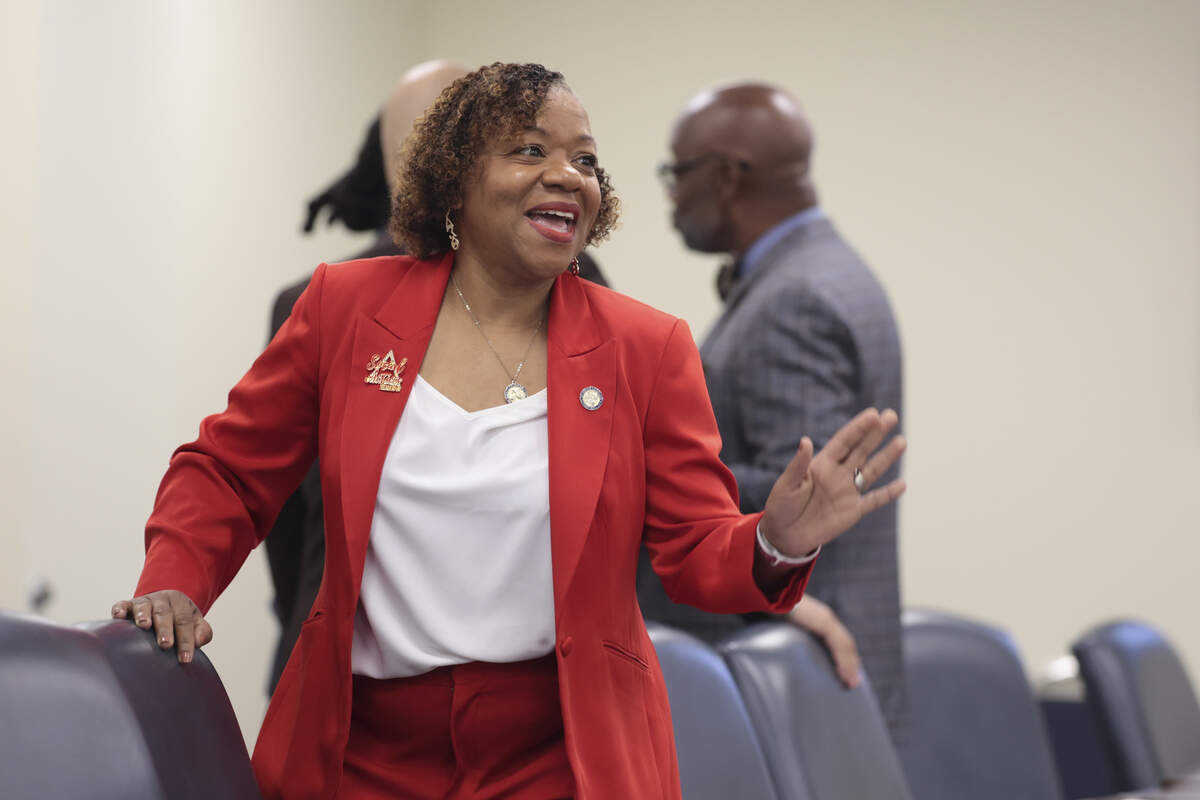 Sen. Tameika Isaac Devine, D-Richland greets someone before a meeting of the Legislative Black Caucus on Tuesday, Jan. 13, 2026.