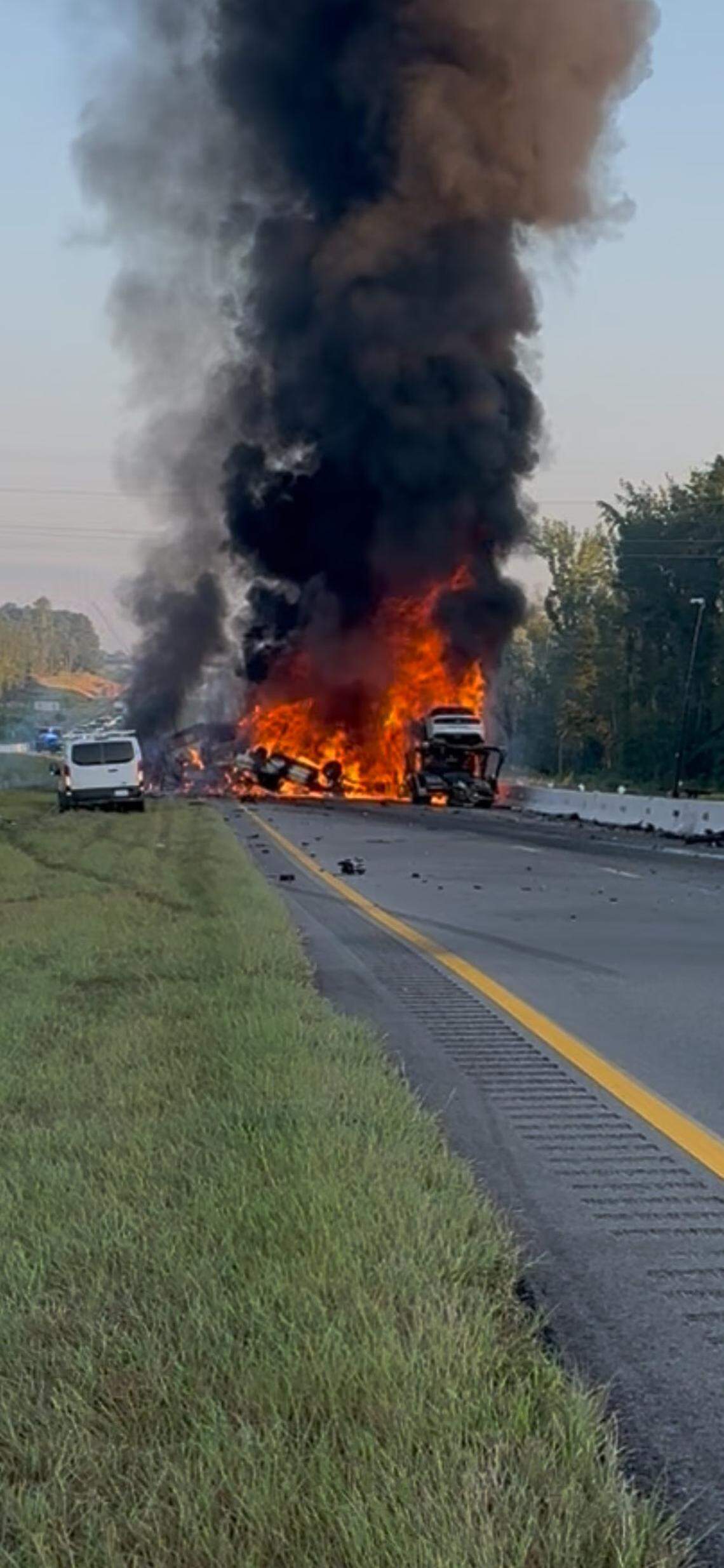 A crash led to a vehicle fire on I-26, according to the South Carolina Highway Patrol.