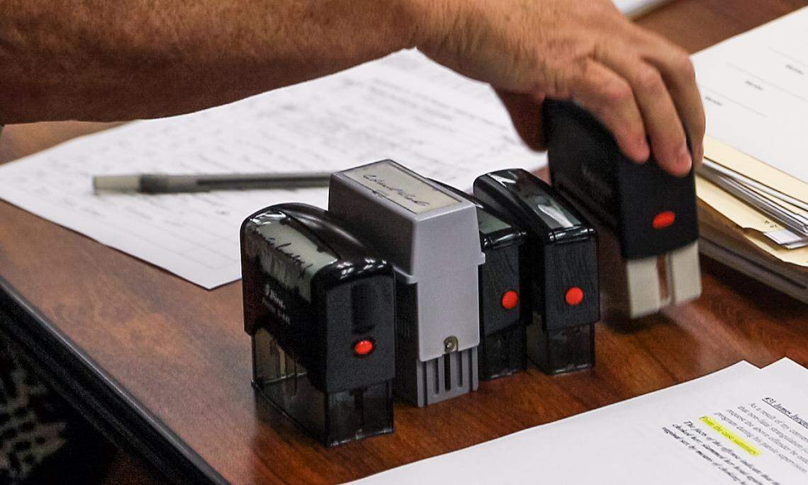 The South Carolina Board of Paroles and Pardons listens to persons requesting a pardon during a recent hearing.  9/5/18
