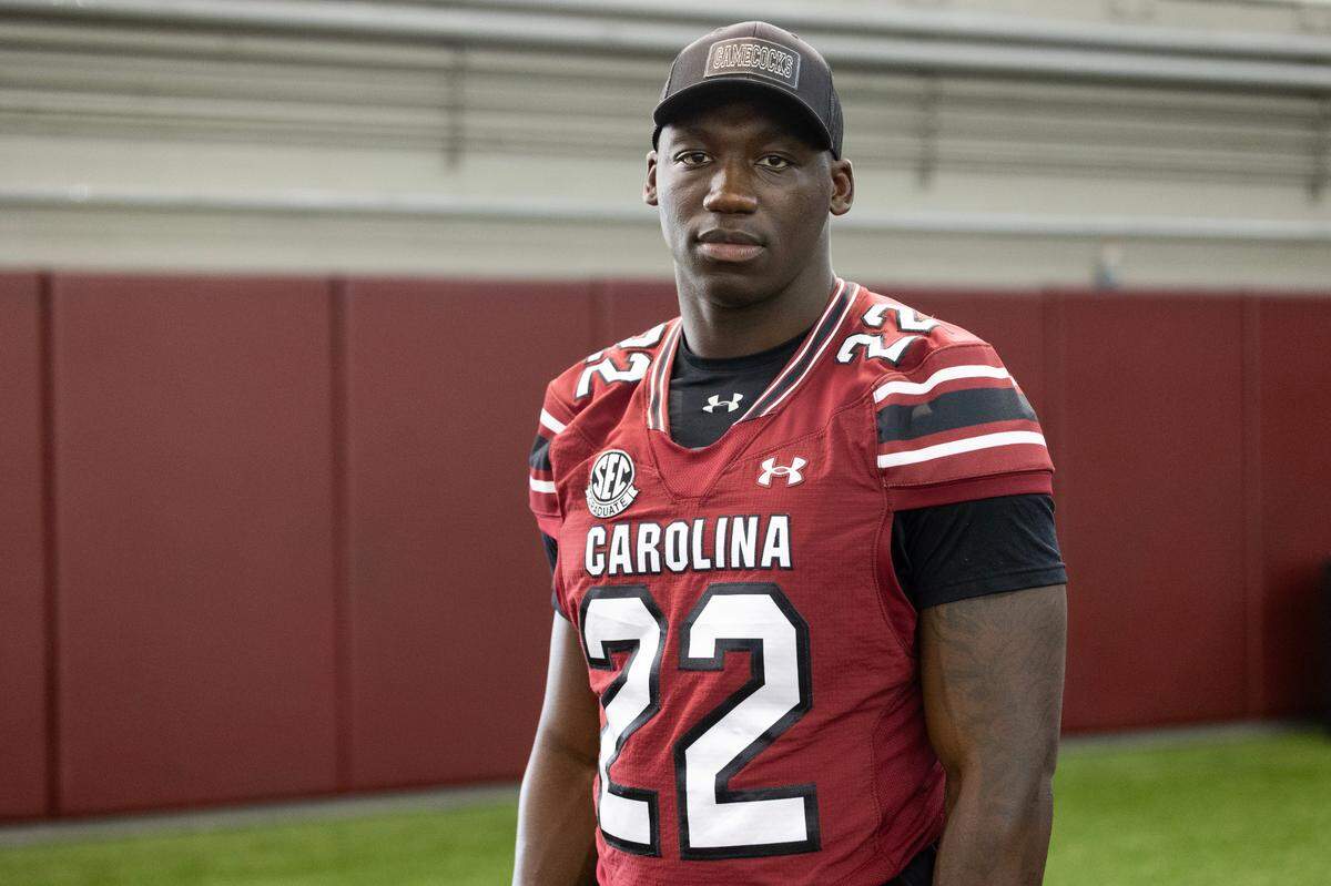 South Carolina’s Bam Martin-Scott at the team’s media day on Thursday, August 1, 2024.