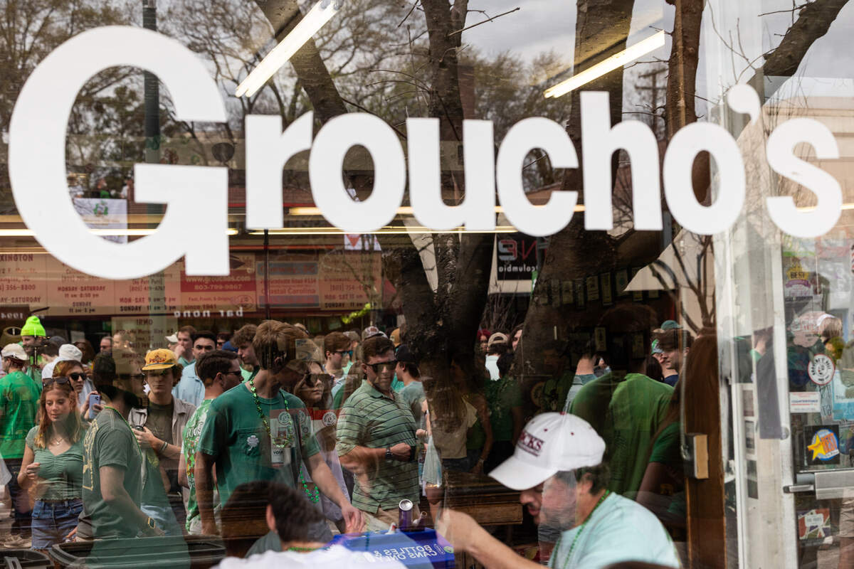 Groucho’s Deli is open with limited hours during the St. Pat’s in Five Points festival in Columbia, South Carolina on Saturday, March 15, 2025. Many businesses stayed open during the festival, with different hours and specials.