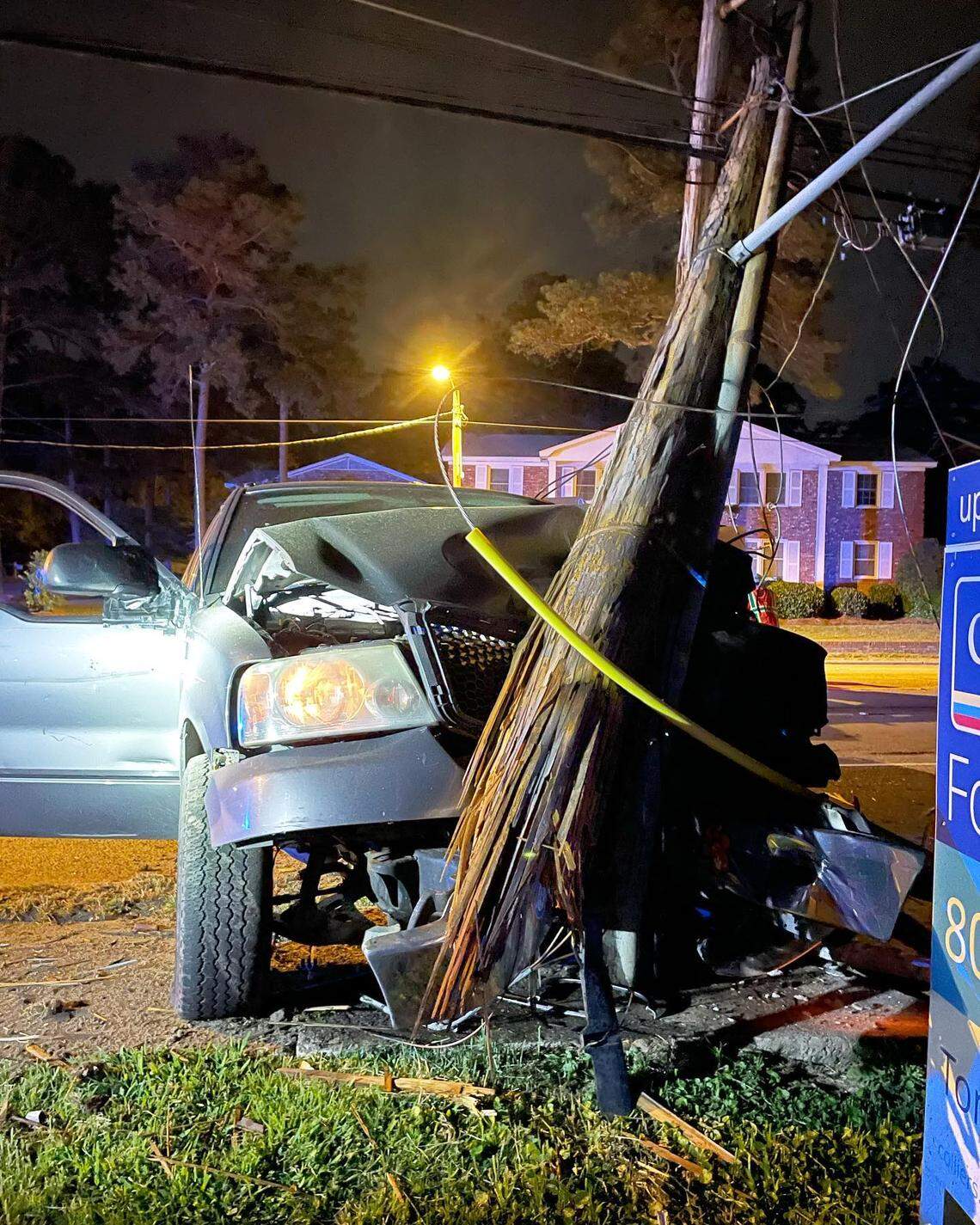 The man who crashed a pickup truck into utility poles was arrested on multiple charges, the Forest Acres Police Department said.